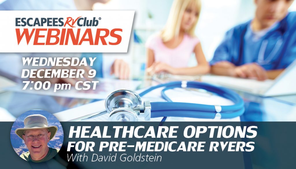 Header for webinar Healthcare Options for Pre-Medicare RVers